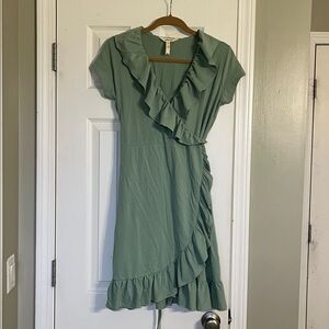 Matilda Jane Sage Ruffle Midi Wrap Dress